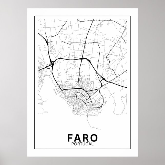 Faro Town Map Classic Line Poster (Front)