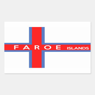 faroe islands country flag text name rectangular sticker