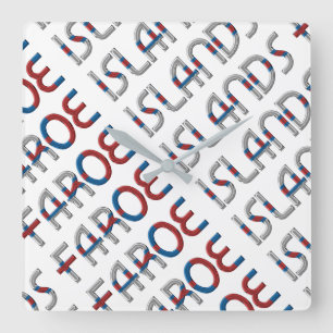 Faroe Islands Denmark Flag Colours Typography Square Wall Clock