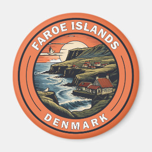 Faroe Islands Denmark Travel Art Badge Magnet