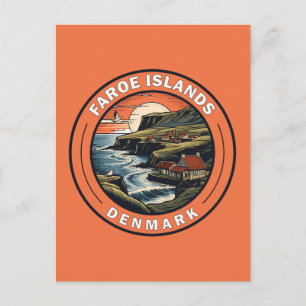Faroe Islands Denmark Travel Art Badge Postcard
