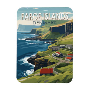 Faroe Islands Denmark Travel Art Vintage Magnet