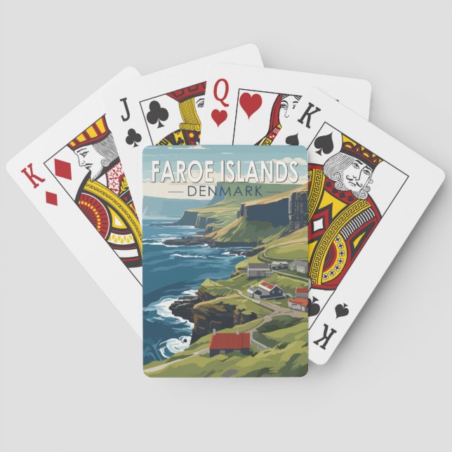 Faroe Islands Denmark Travel Art Vintage Playing Cards (Back)