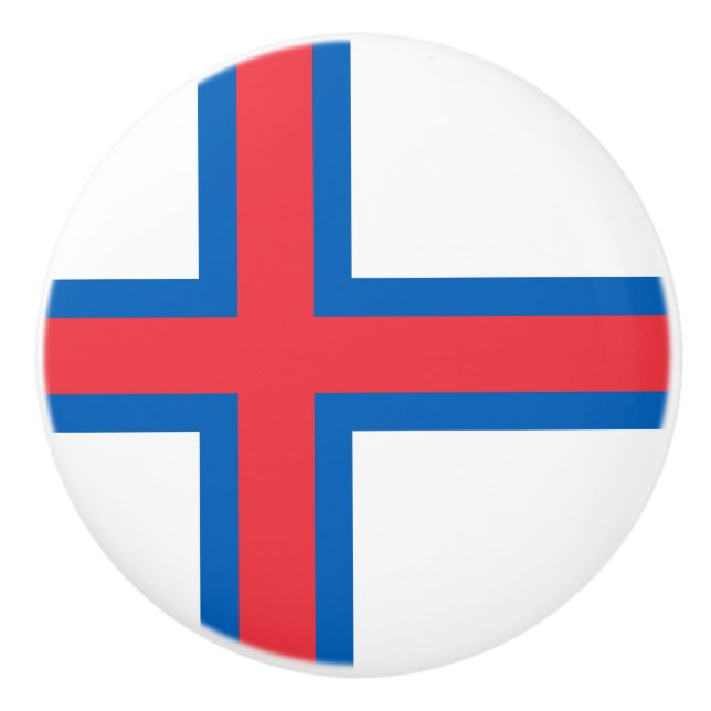 Faroe Islands Flag Ceramic Knob (Front)