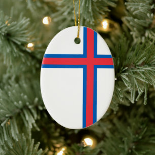Faroe Islands flag (DENMARK) Ceramic Tree Decoration