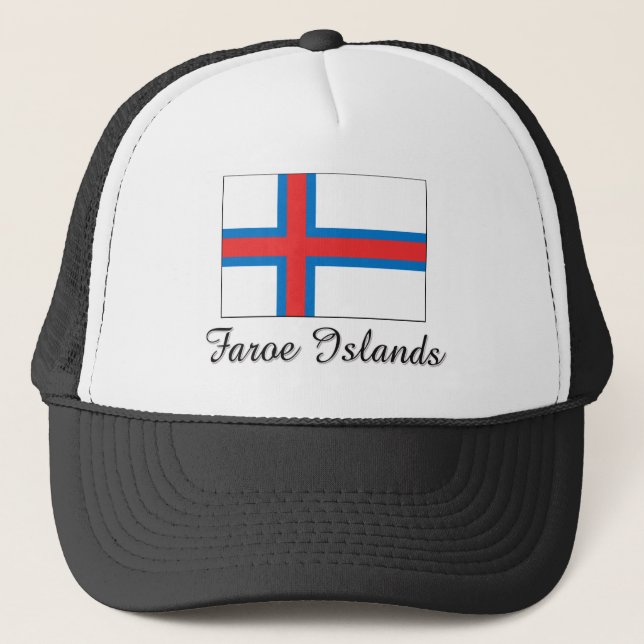 Faroe Islands Flag Design Trucker Hat (Front)