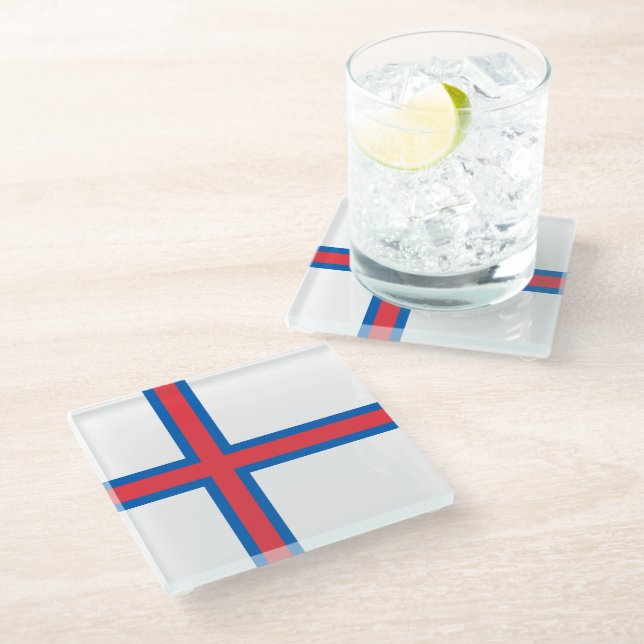 Faroe Islands flag Glass Coaster (Angled)