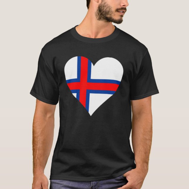 Faroe Islands Flag Heart Faroe Islands Love Faroe  T-Shirt (Front)
