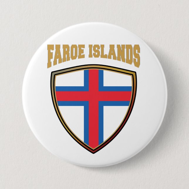 Faroe Islands Flag Shield 7.5 Cm Round Badge (Front)