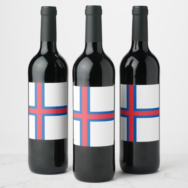Faroe Islands flag Wine Label (Bottles)