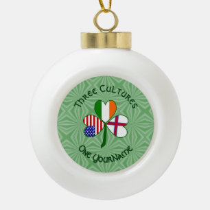 Faroe Islands Ireland USA Shamrock Personalised Ceramic Ball Christmas Ornament