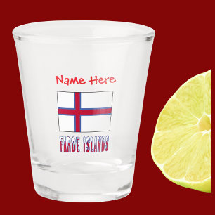 Faroe Islands Islander Flag Red Personalised Shot Glass