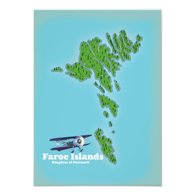 Faroe Islands Kingdom of Denmark map Photo Print (Front)