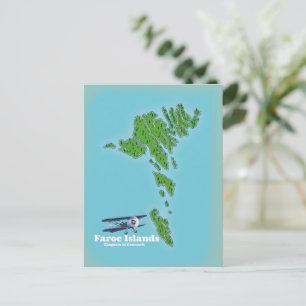 Faroe Islands Kingdom of Denmark map Postcard
