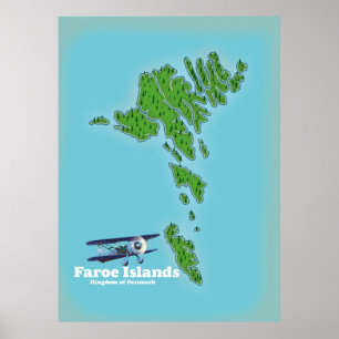 Faroe Islands Kingdom of Denmark map Poster