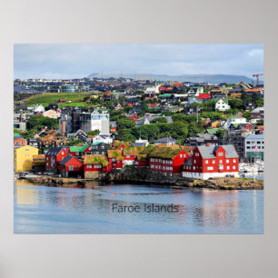 Faroe Islands, panoramic view of Torshavn Poster