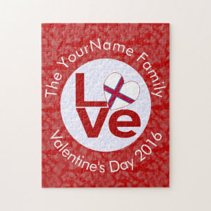 Faroe Islands Red LOVE Flag Personalised  Jigsaw Puzzle