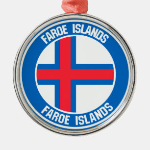 Faroe Islands Round Emblem Metal Tree Decoration