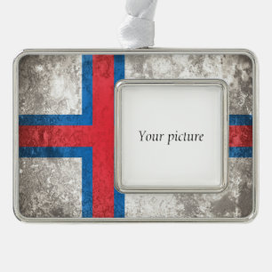 Faroe Islands Silver Plated Framed Ornament