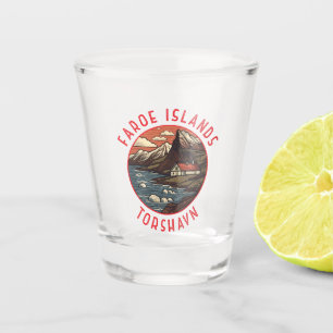 Faroe Islands Tórshavn Retro Distressed Circle Shot Glass