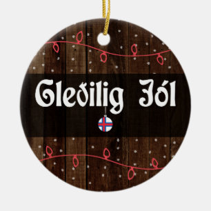 Faroese Merry Christmas, Gleðilig jól Rustic Style Ceramic Tree Decoration