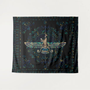 Farohar - Faravahar - Fravashi Marble and Gold Tapestry