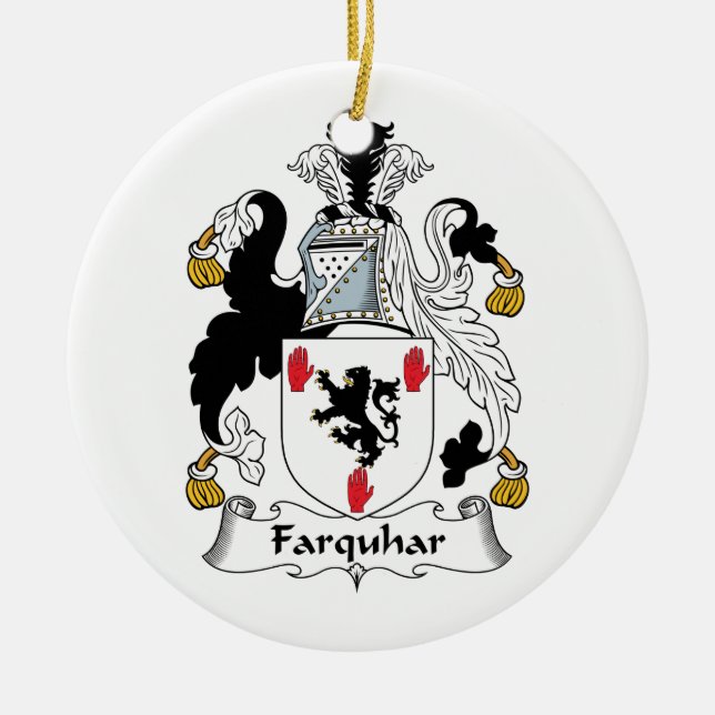 Farquhar Family Crest Ceramic Tree Decoration (Front)