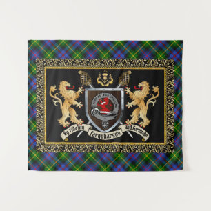 Farquharson Clan Badge & Motto w/Lions Tapestry