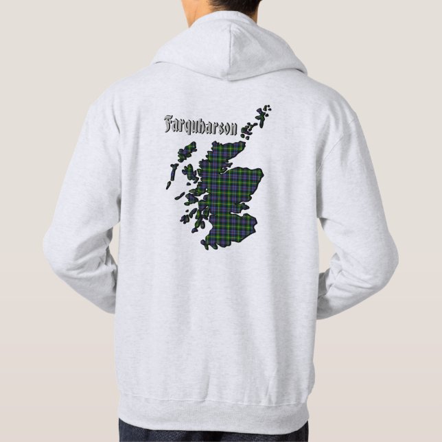 Farquharson Clan Badge & Tartan w/Motto Hoodie (Back)