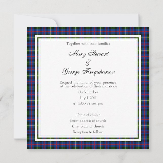 Farquharson Scottish Wedding Square Invitation (Front)