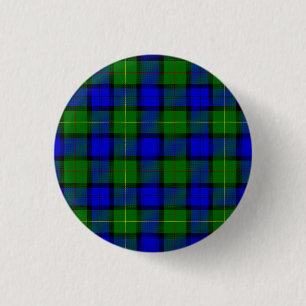 Farquharson tartan blue green plaid 3 cm round badge