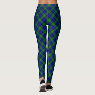 Farquharson tartan blue green plaid leggings