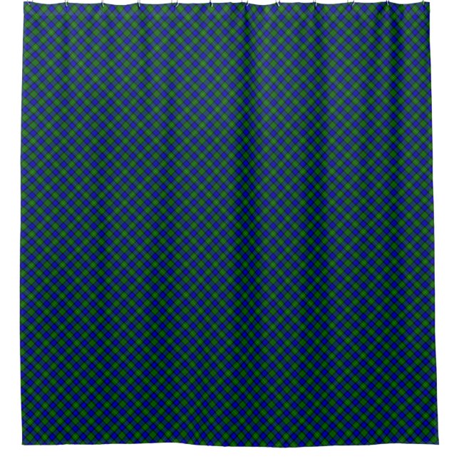 Farquharson tartan blue green plaid shower curtain (Front)