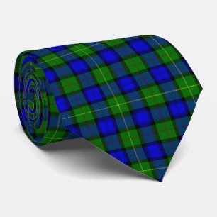 Farquharson tartan blue green plaid tie