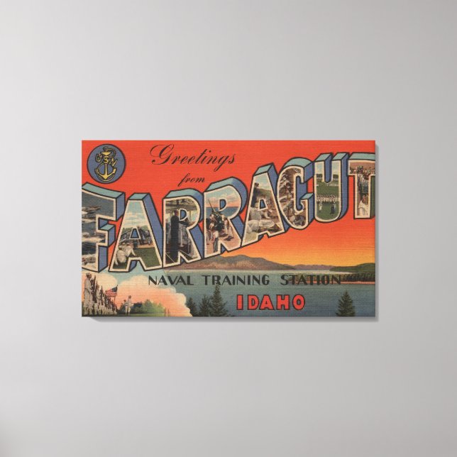 Farragut, Idaho - Large Letter Scenes Canvas Print (Front)