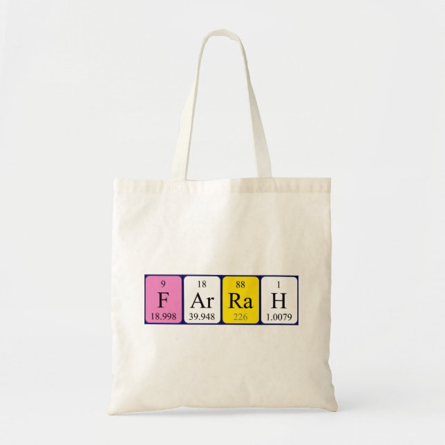 Farrah periodic table name tote bag (Front)