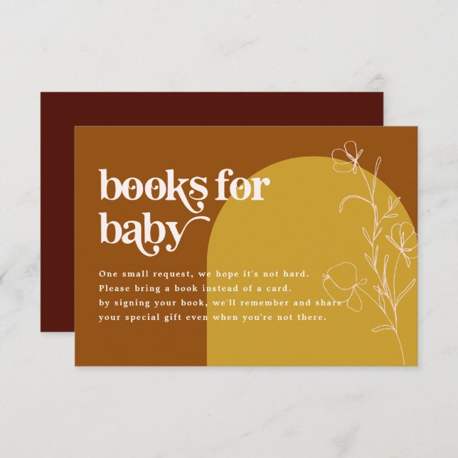 FARRAH Retro 70's Books for Baby Shower Card (Front/Back)