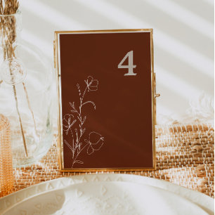 FARRAH Retro 70's Rust Floral Groovy Table Number 