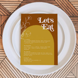 FARRAH Retro 70s Rust Lets Eat Arch Menu Card