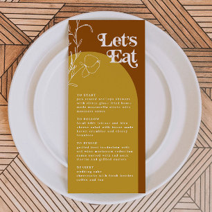 FARRAH Retro 70s Rust Lets Eat Arch Menu Card