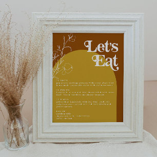 FARRAH Retro 70s Rust Lets Eat Arch Menu Poster