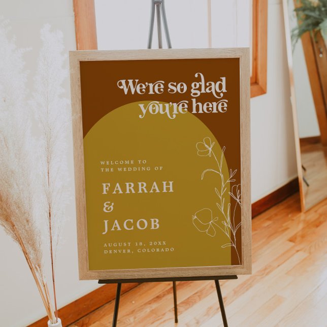 FARRAH Retro 70s Rust Mustard Arch Wedding Welcome Poster (Creator Uploaded)