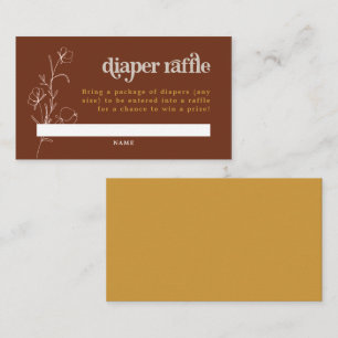 FARRAH Retro Rust Mustard 70s Baby Diaper Raffle Place Card