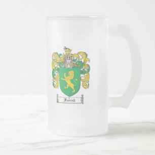 FARRELL FAMILY CREST -  FARRELL COAT OF ARMS FROSTED GLASS BEER MUG