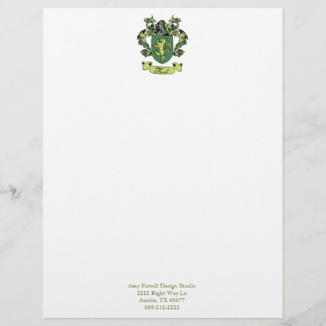 Farrell Family Crest Letterhead (Front)