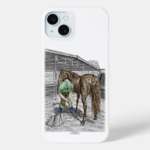 Farrier Blacksmith Trimming Horse Hoof iPhone 15 Mini Case