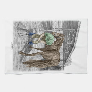 Farrier Blacksmith Trimming Horse Hoof Tea Towel