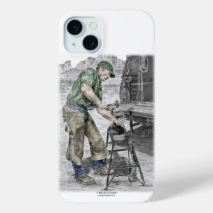 Farrier Blacksmith Using Anvil iPhone 15 Mini Case