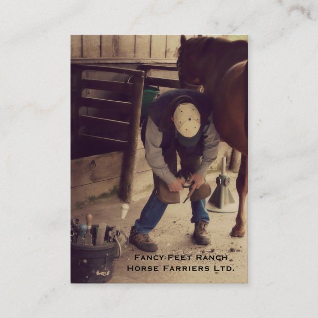 Farrier - Horseshoe Horse Hoof Services. Business Card (Front)