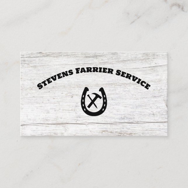 Farrier Horseshoe Service Wood Business Card (Front)